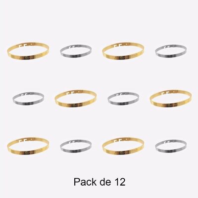 Bracelets - Pack De 12 Bracelets en Acier Inoxydable Message Carpe Diem Couleurs Mélangés - 17967