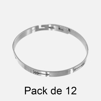Bracelets - Pack De 12 Bracelets en Acier Inoxydable Flèche - 17984