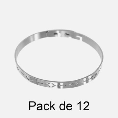 Bracelets - Pack De 12 Bracelets en Acier Inoxydable Géométrique Doré - 17986