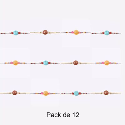 Bracelets - Pack De 12 Bracelets en Acier Inoxydable Petites Et Grande Perles Couleurs Mélangés - 17993