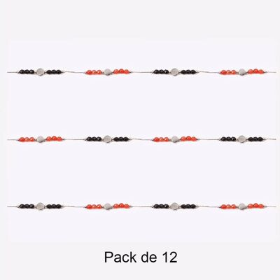 Bracelets - Pack De 12 Bracelets en Acier Inoxydable 6 Perles Et Cercle Couleurs Mélangés - 17994