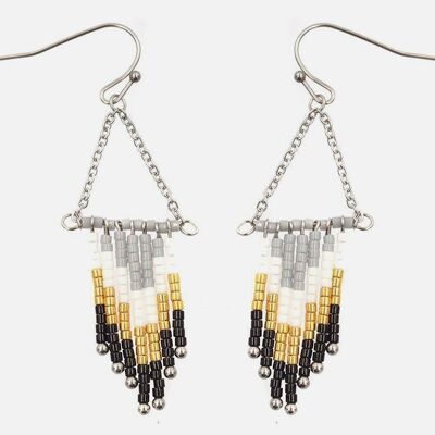 Boucles d'oreilles - Boucle Doreille En Acier Inoxydable Multiples Lignes De Perles - 2439