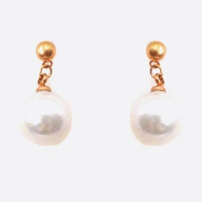 Boucles d'oreilles - Boucle Doreille Acier Inoxydable Perle De Keshi - 2700