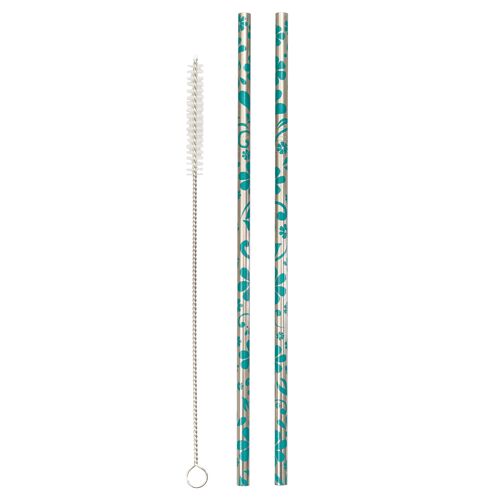 Metal Straws Floral (Set of 2)