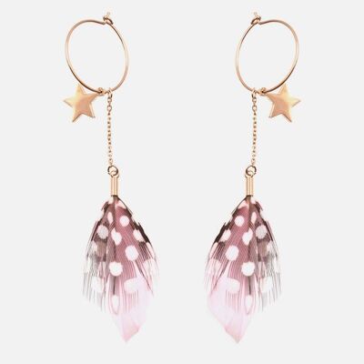 Boucles d'oreilles - Boucles d'oreilles Acier Inoxydable Plume et Etoile - 8808