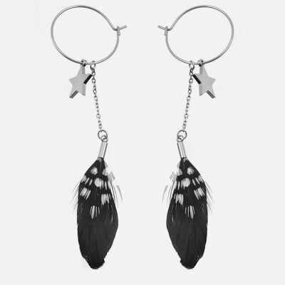 Boucles d'oreilles - Boucles d'oreilles Acier Inoxydable Plume et Etoile - 8810