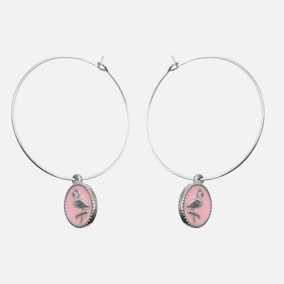 Boucles d'oreilles - Boucles d'oreilles Acier Inoxydable Flamant Rose - 8778