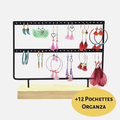 Boucles d'oreilles - Pack de 12 Boucles d'oreilles en Acier Inoxydable Rouge Vert et Rose - 15011