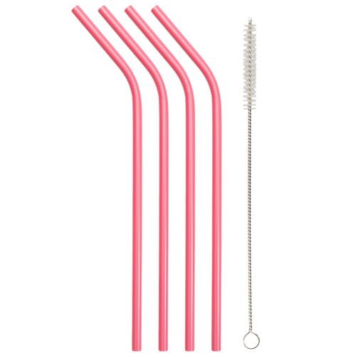 Metal Straws Drink Pink (Set of 4)