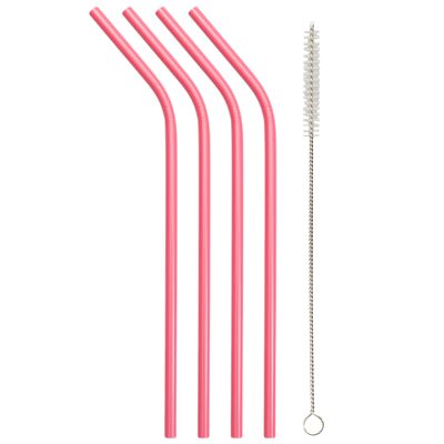 Metal Straws Drink Pink (Set of 4)