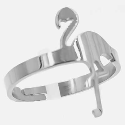 Bagues - Bague En Acier Inoxydable Réglable Flamant Rose - 14962