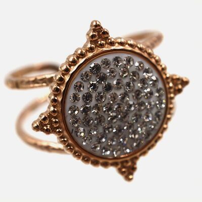 Bagues - Bague Acier Inoxydable Soleil Strass Central - 16261