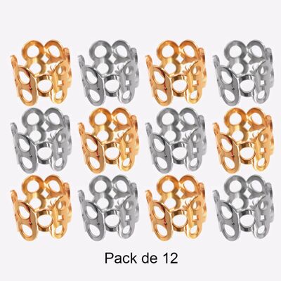 Bagues - Pack de 12 Bagues en Acier Inoxydable Multiples Cercles Filigrane - 17647
