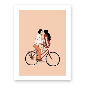 Affiche . Lovers on bike 1