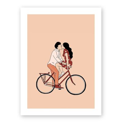 Poster . Lovers on bikes