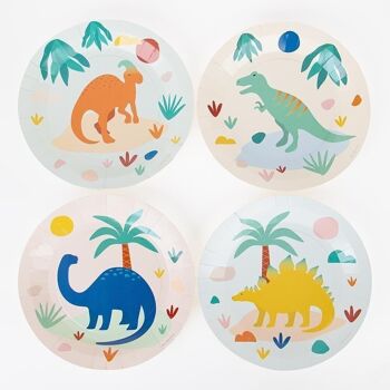 8 Assiettes en carton : dinosaure