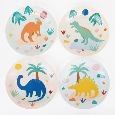 8 platos de papel: dinosaurio