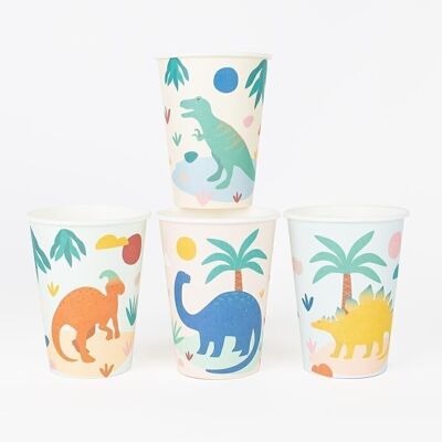 8 Paper cups: dinosaur