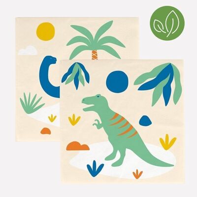 20 Serviettes en papier : dinosaures