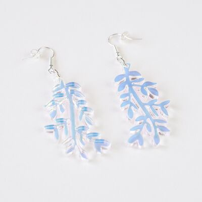 Boucles d'oreilles pendantes en acrylique irisé Leaf