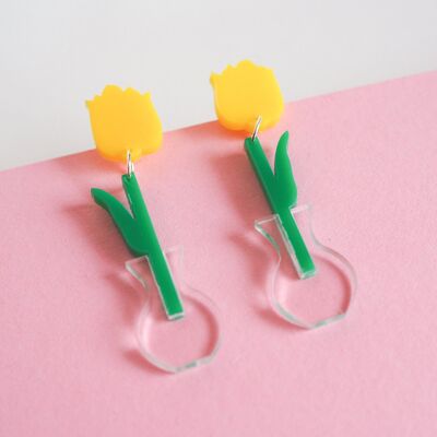 Boucles d'oreilles pendantes tulipe acrylique