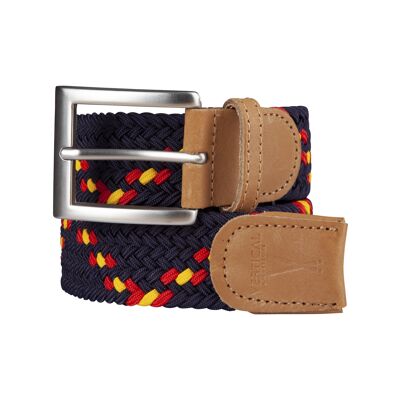 Ceinture tressée bleu orange jaune