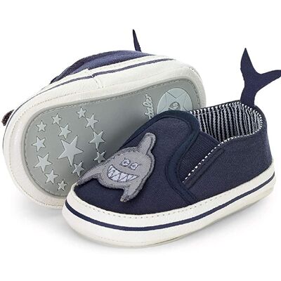 Dark blue Sterntaler shark baby shoes for boys