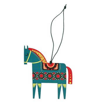 DÉCORATION DE NOËL CHEVAL EN BOIS VERT 2