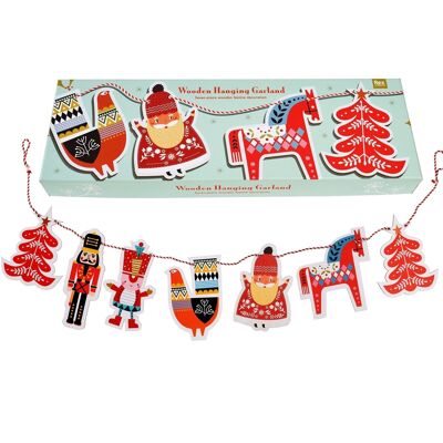 Wooden hanging christmas garland