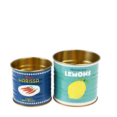 Mini storage tins (set of 2) - Lemons and harissa