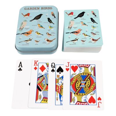 Playing cards in a tin - Garden Birds