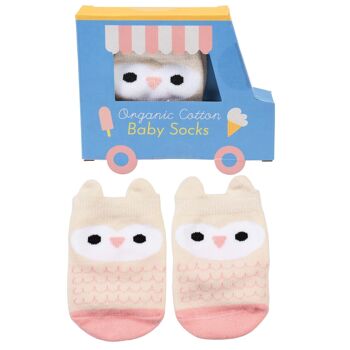 Paire de chaussettes bébé - Hibou rose 1