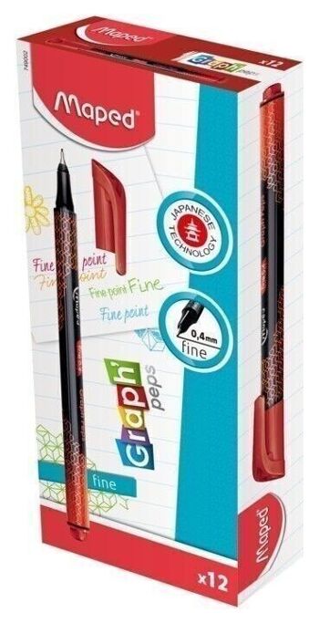 FEUTRE FIN GRAPHPEPS DECO ROUGE BOITEX12 1