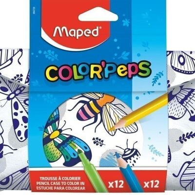 COLORING FABRIC KIT 12 FELT PEN + 12 PENCILS