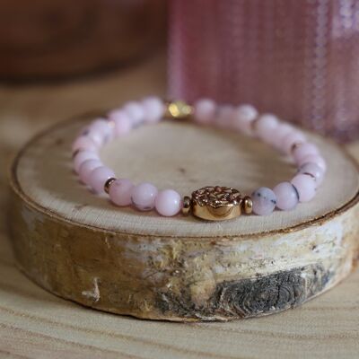 Lady's bracelet in cherry jasper stone and golden hematite