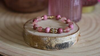 Bracelet  dame en pierre de Rhodochrosite et pierre Pastèque 1