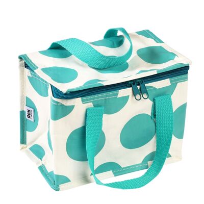 Insulated lunch bag - Turquoise on white Spotlight