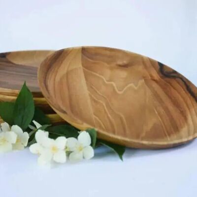 Alstroemeria, assiette en bois de noyer, rounde, diamètre 20 cm