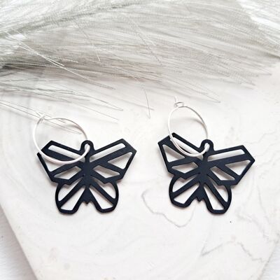 Earrings - Minimalism - Mariposa - silver/black