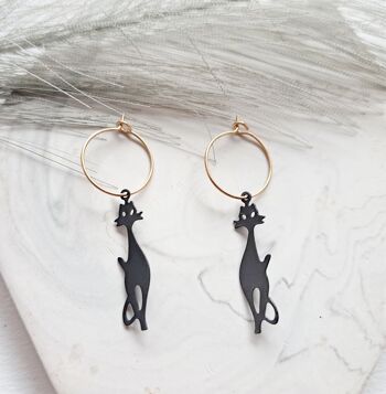 Boucles d'oreilles - Minimalisme - Chat - or/noir