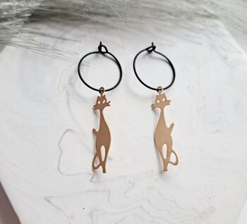 Boucles d'oreilles - Minimalisme - Chat - noir/or