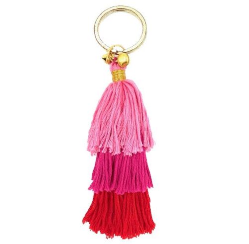 sustainable tassel keychain red - organic cotton - handmade in Nepal - bag hanger - tassel keychain