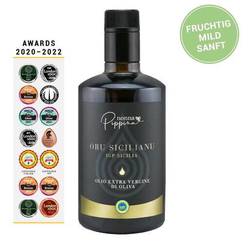 Natives Olivenöl Extra - Oru Sicilianu, IGP Sicilia, preisgekrönte Qualität, 500ml
