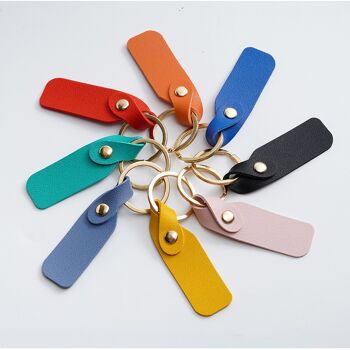 Porte-clés simple en cuir PU de couleur unie 1