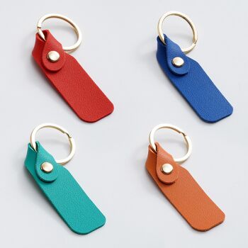 Porte-clés simple en cuir PU de couleur unie 2