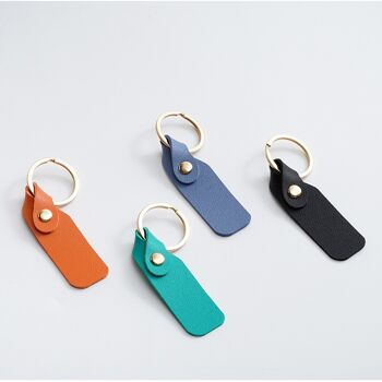 Porte-clés simple en cuir PU de couleur unie 3