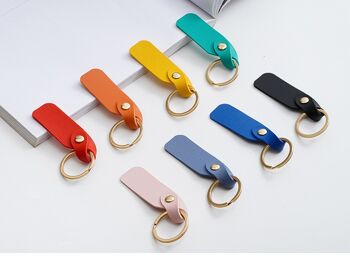 Porte-clés simple en cuir PU de couleur unie 4