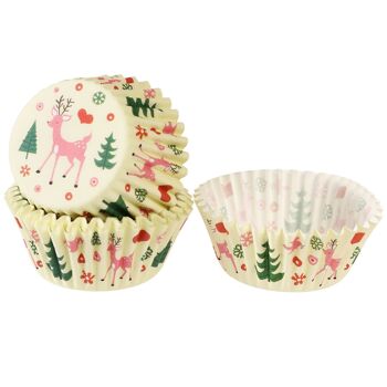 Caissettes à cupcakes (paquet de 50) - Noël années 50 2