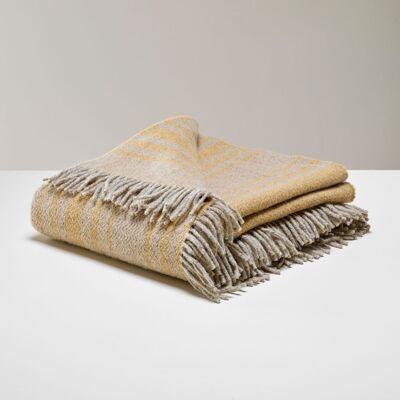 French wool throw from the Pyrenees striped mimosa large format