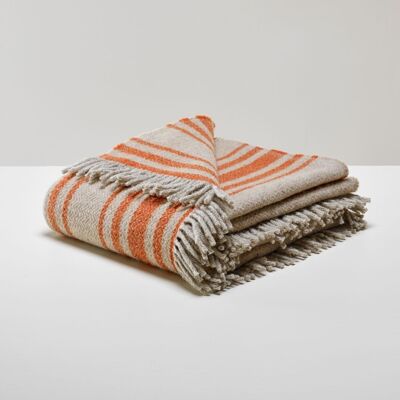 Tangerine striped French Pyrenean wool throw Small size